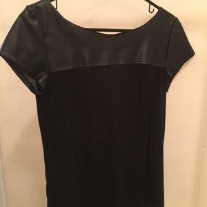 Black soft shirt with faux leather detail